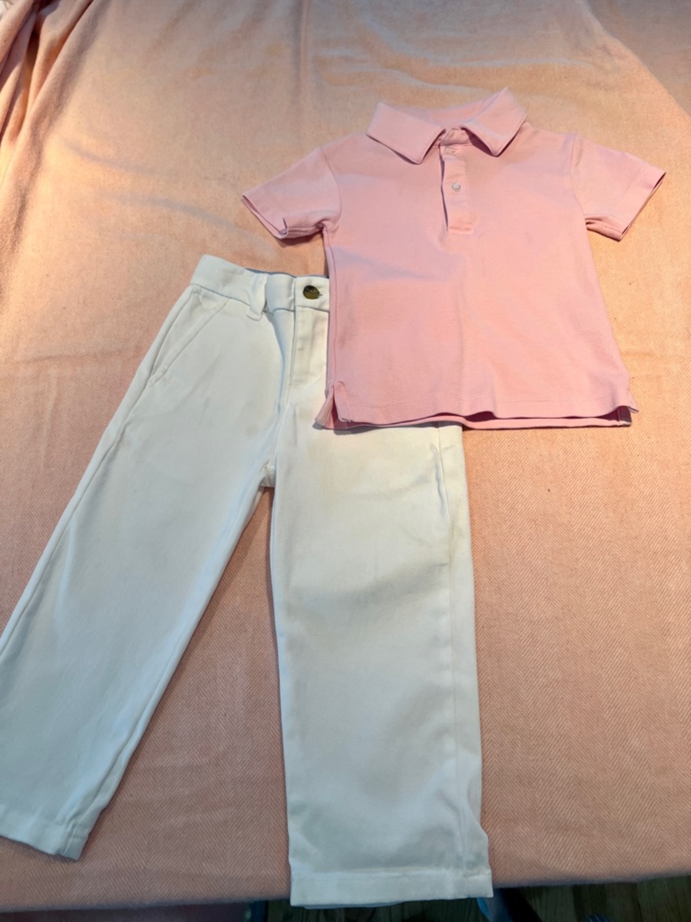 Little English Pink Polo and Janie and jack pants 18-24 mos